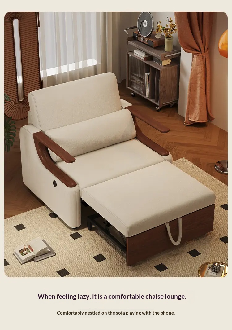 [PRE-ORDER Customizable] Mid-century Modern Sofa Bed for Bedroom Study Room. Foldable Integrated Dual Use 2025 New Model Versatile FurnitureSolution .